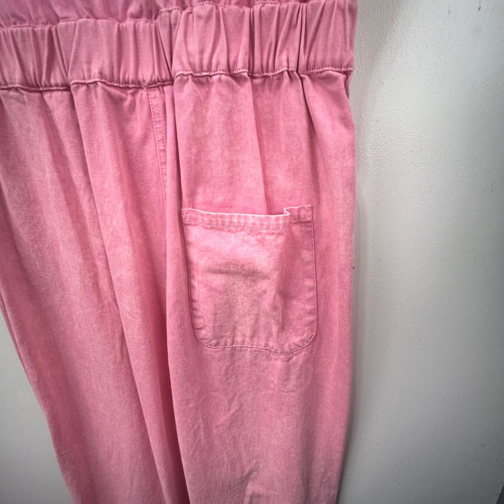Entro Pink Utility Jumpsuit Short Sleeve Denim Acid Wash Boiler Suit Small - Picture 7 of 10